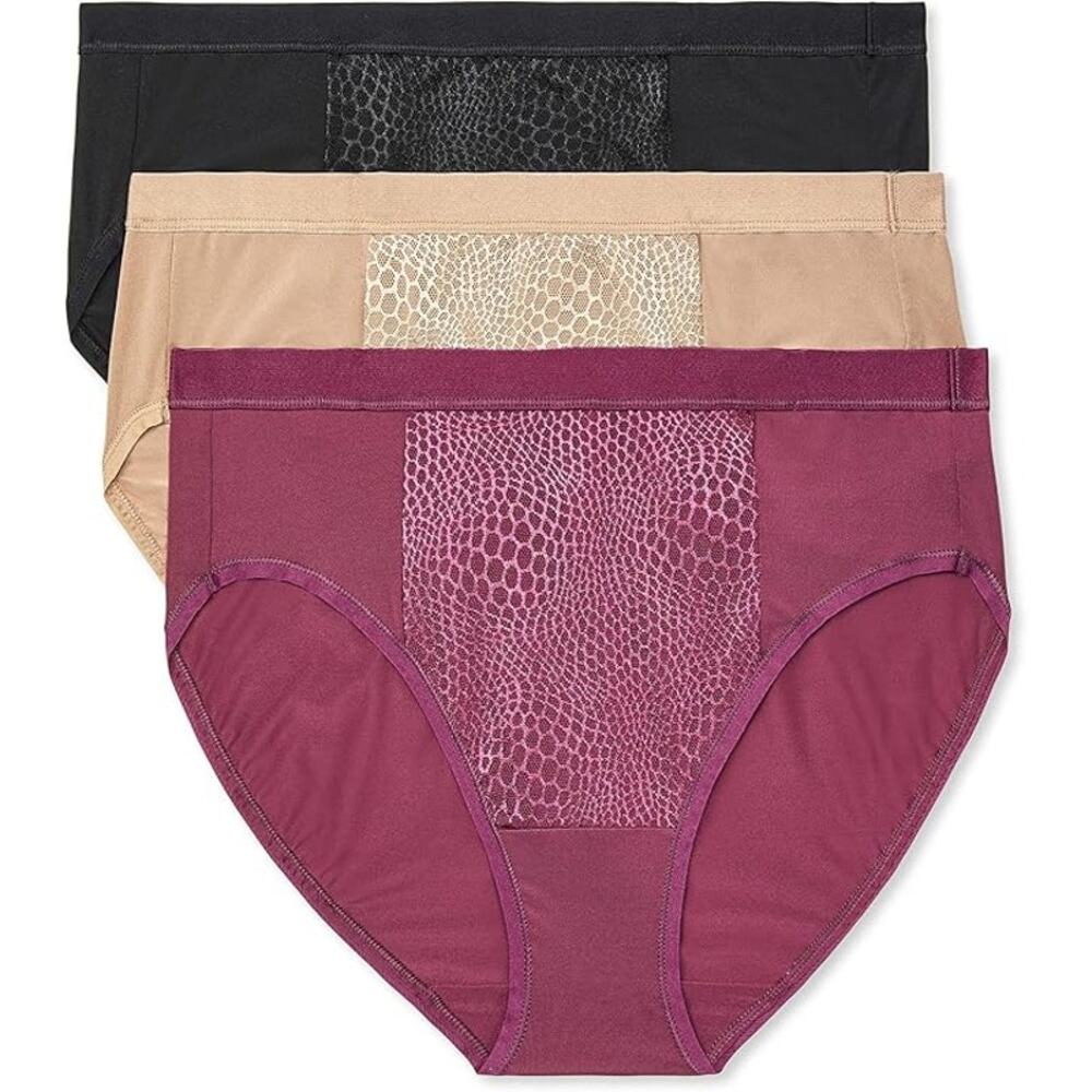 Warner's 3XL 3 Pack Blissful Benefits Tummy Smoothing Microfiber Hi Cut G8-36